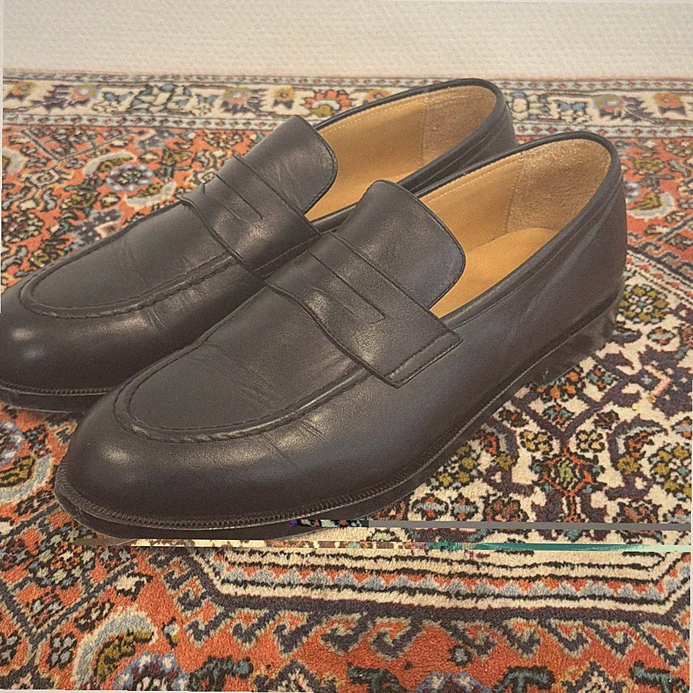 🤩HANDMACHER Herren Lederschuh Holzgenagelt Größe: 42 UK8 Penny, Loafer, Blau👍