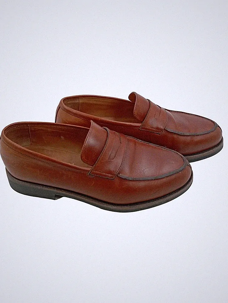 Handmacher Penny Loafer Herren Gr. 42 Braun Leder Klassisch Holzgenagelt