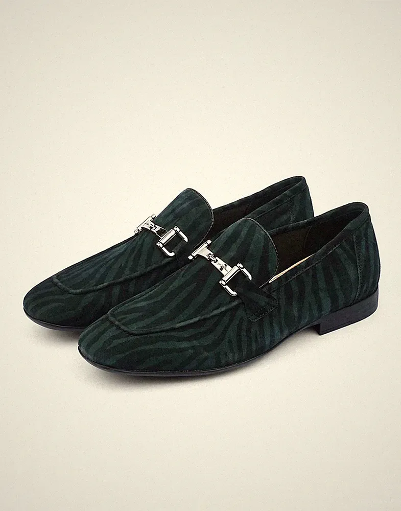 Handmade Green Suede Leather Slip On Formal Office Dress Loafers Shoes For Men