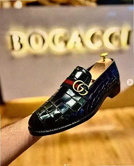 Handmade men Black Crocodile Moccasin, Leather dress loafer shoes men, formal