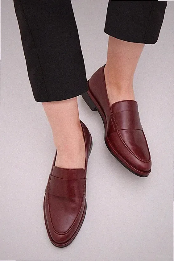 Handmade Men burgundy leather penny loafer, Men leather moccasins, Men dress sho