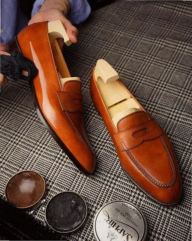 Handmade Mens Tan color Leather dress shoes, Men leather moccasins Loafer
