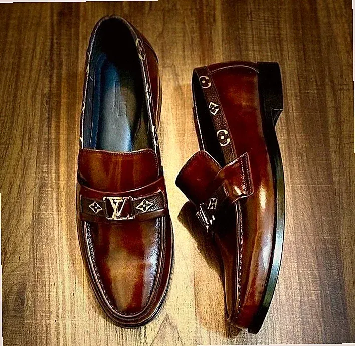 Handmade Shoes Brown Leather Formal Slip On Dress Loafer Slip On Shoes For Men