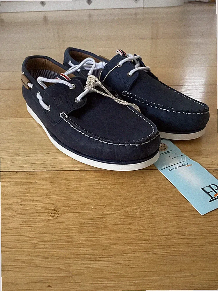 Harmont & Blaine Leather Deck Schuhe UK 9 US 10 EU43 Blau Leder Halbschuhe Ungetragen