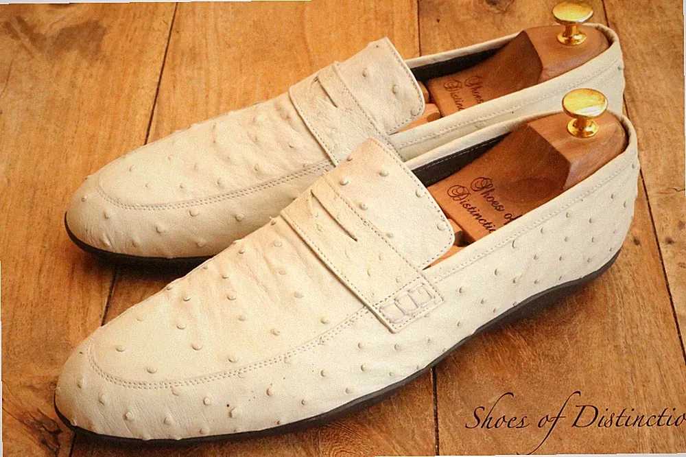 Harrys Of London Weiße Schlangenleder Penny Loafer Schuhe Herren UK 11 US 12