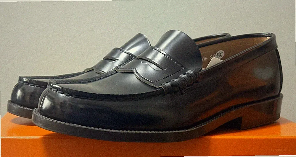 HARUTA 906 Leder Penny Loafer 3E Schwarz Herrenschuhe Hergestellt in Japan