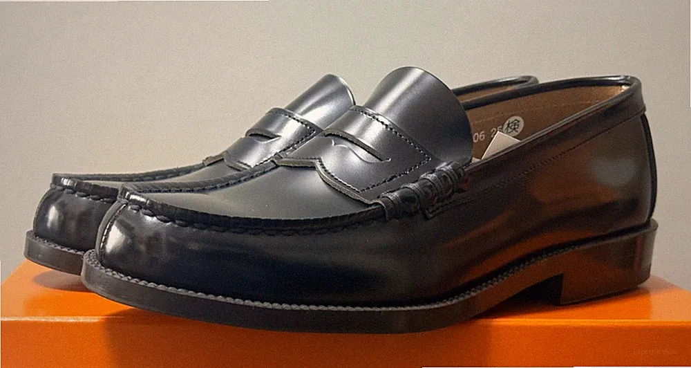 HARUTA 906 Leder Penny Loafer 3E Schwarz Herrenschuhe Hergestellt in Japan