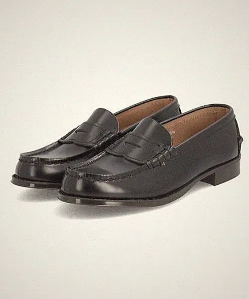 HARUTA Penny Loafer 304 Leder Schuhe EE Schwarz Traditional Basic Style Damen