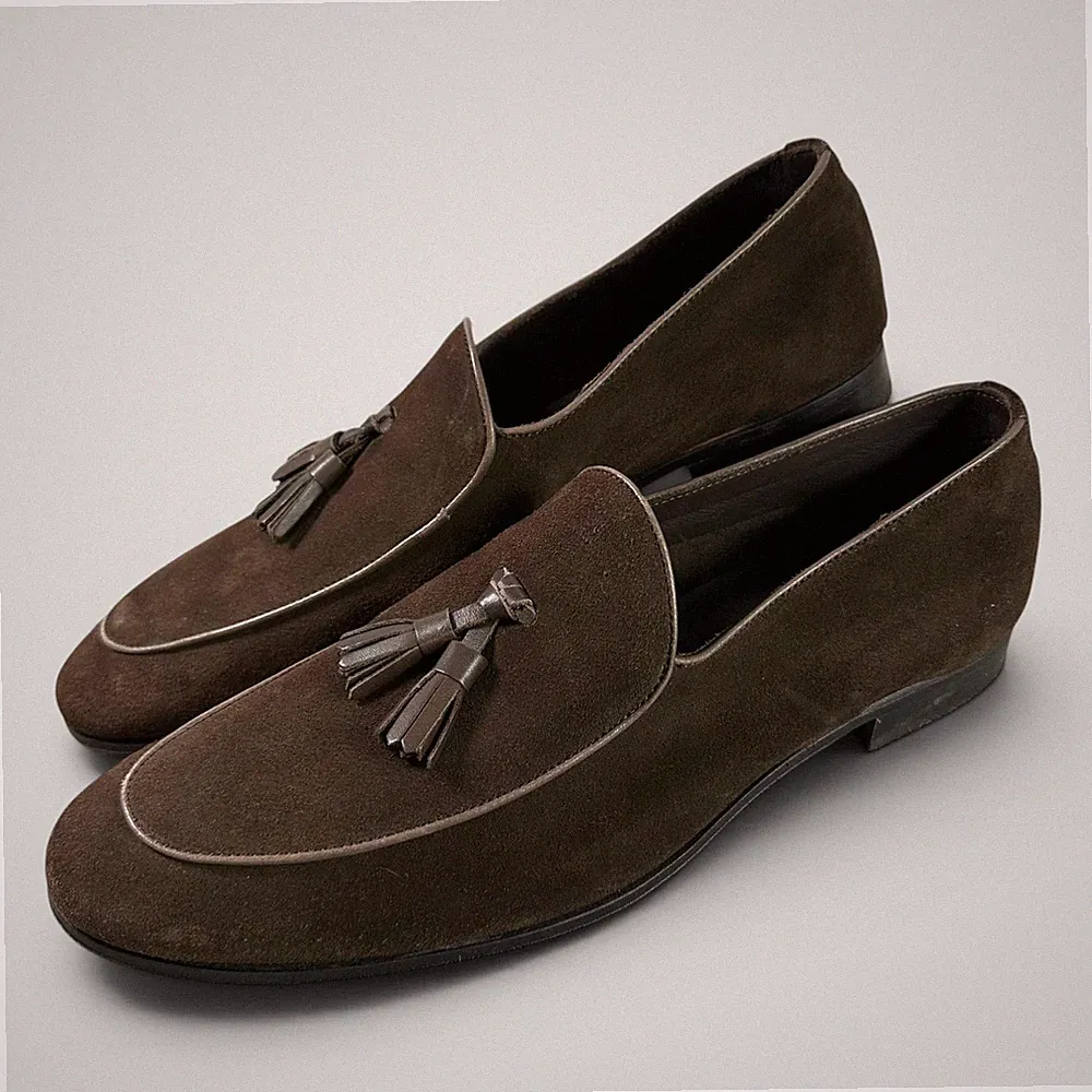Hawes & Curtis London Wildleder Quaste Loafer Schuhe Herren UK12 Braun Slipper