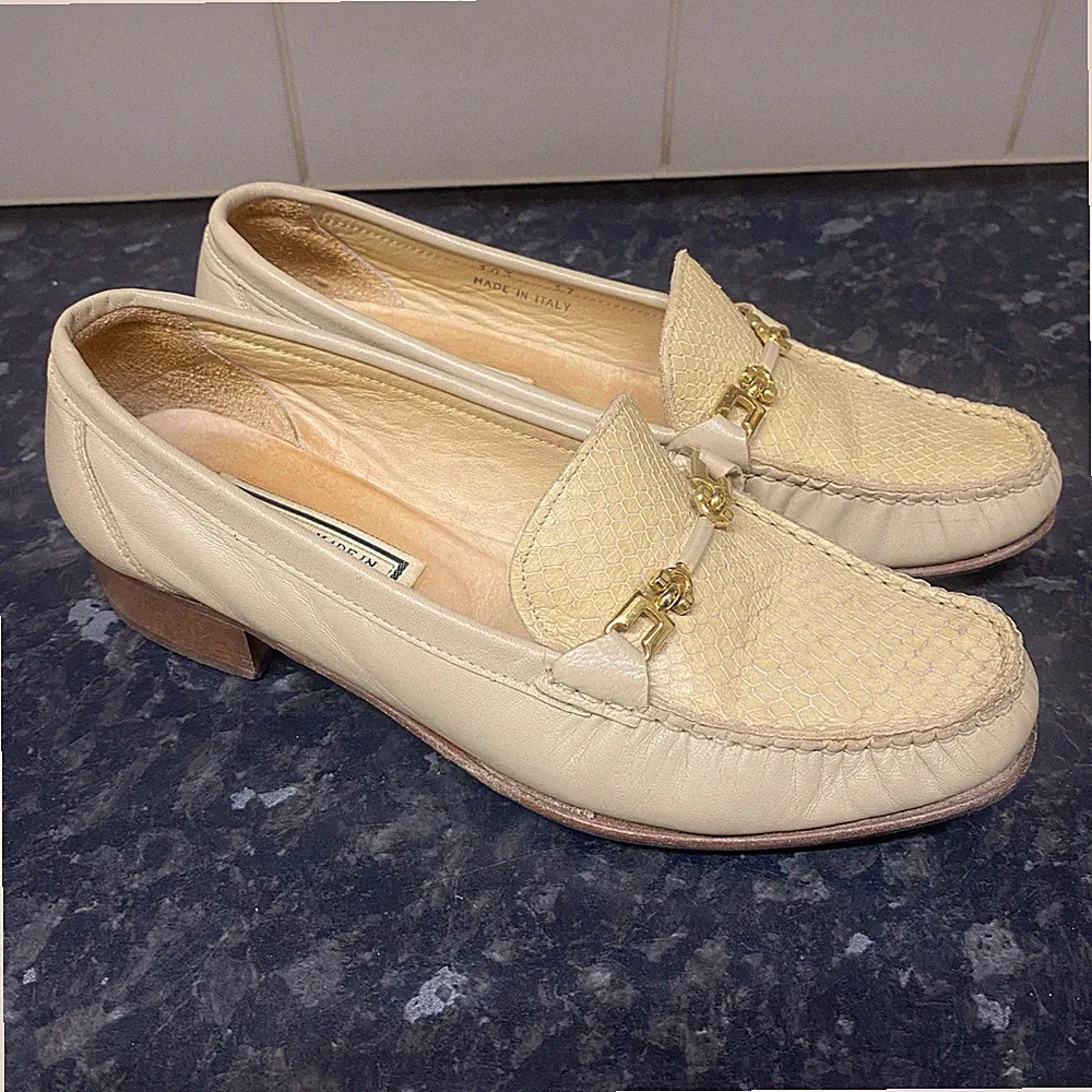 HB Made In Italy Grau Leder Slipper Loafer Schuhe Damen UK 4 EU 37 Rutschfest