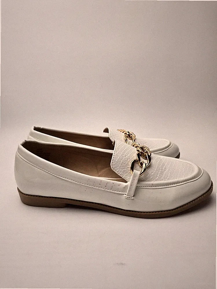 Head Over Heels weiße Garla Halbschuhe mit Goldkette UK Größe 5 neu