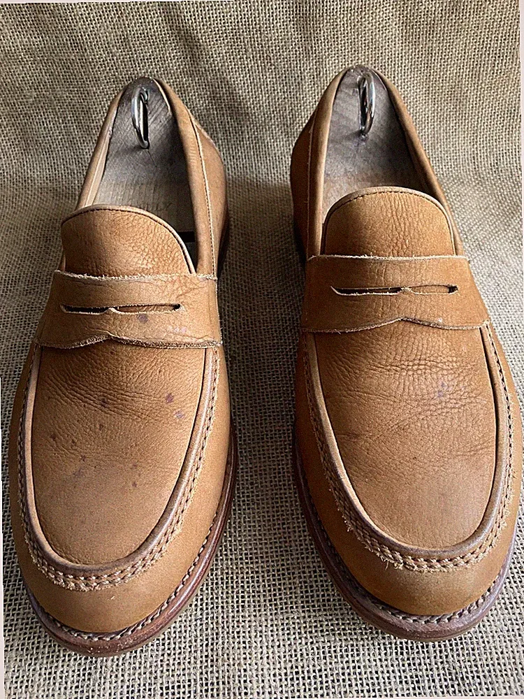 Heinrich Dinkelacker hellbraune Nubuk Penny Loafer Größe UK 7,5 || US 8,5