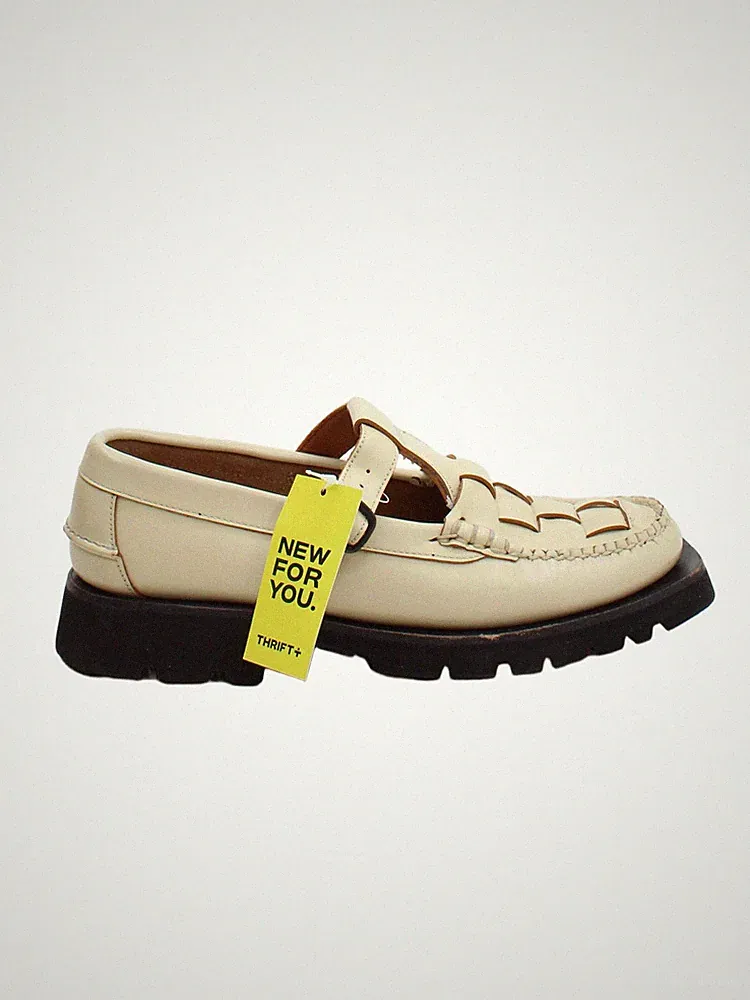 HEREU Herrenschuhe UK 6 Creme 100% Leder Halbschuh