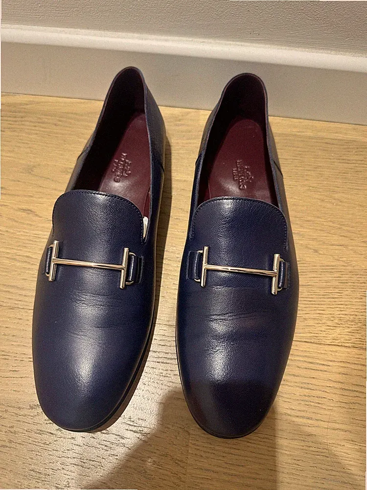 Hermès Schuhe Halbschuhe Herren 41,5 Marineblau fast neu