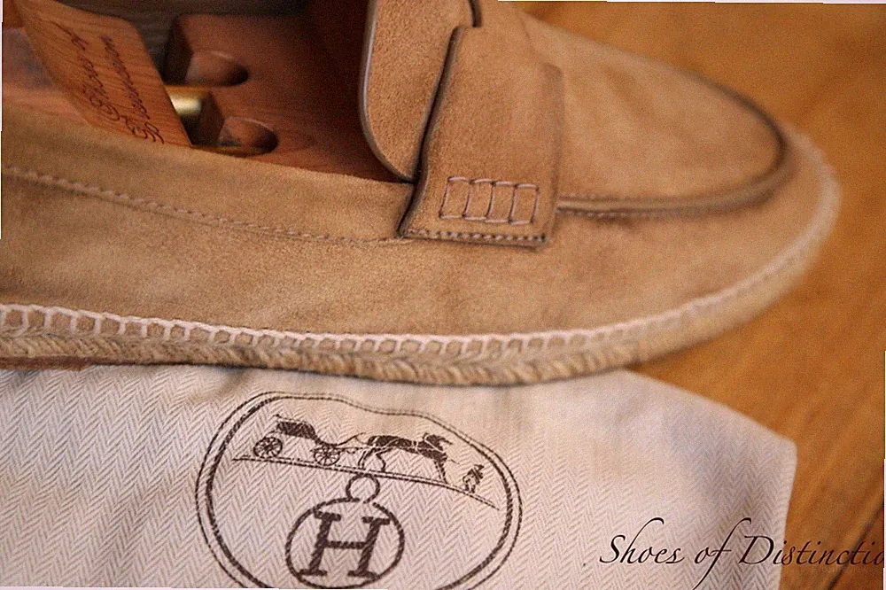 Hermes hellbraune Wildleder Espadrilles Schuhe Halbschuhe Herren UK 10 US 11...