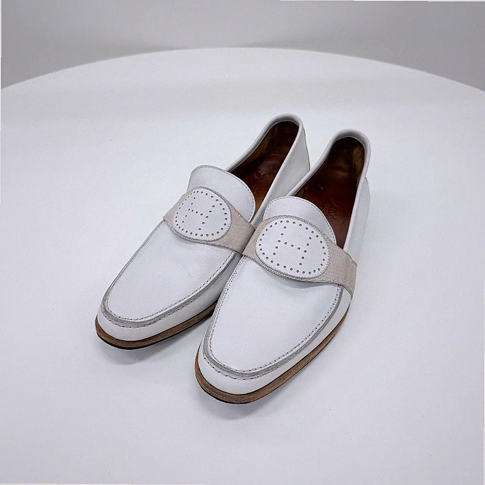Hermes Leder Halbschuh weiß 158435925 [U]