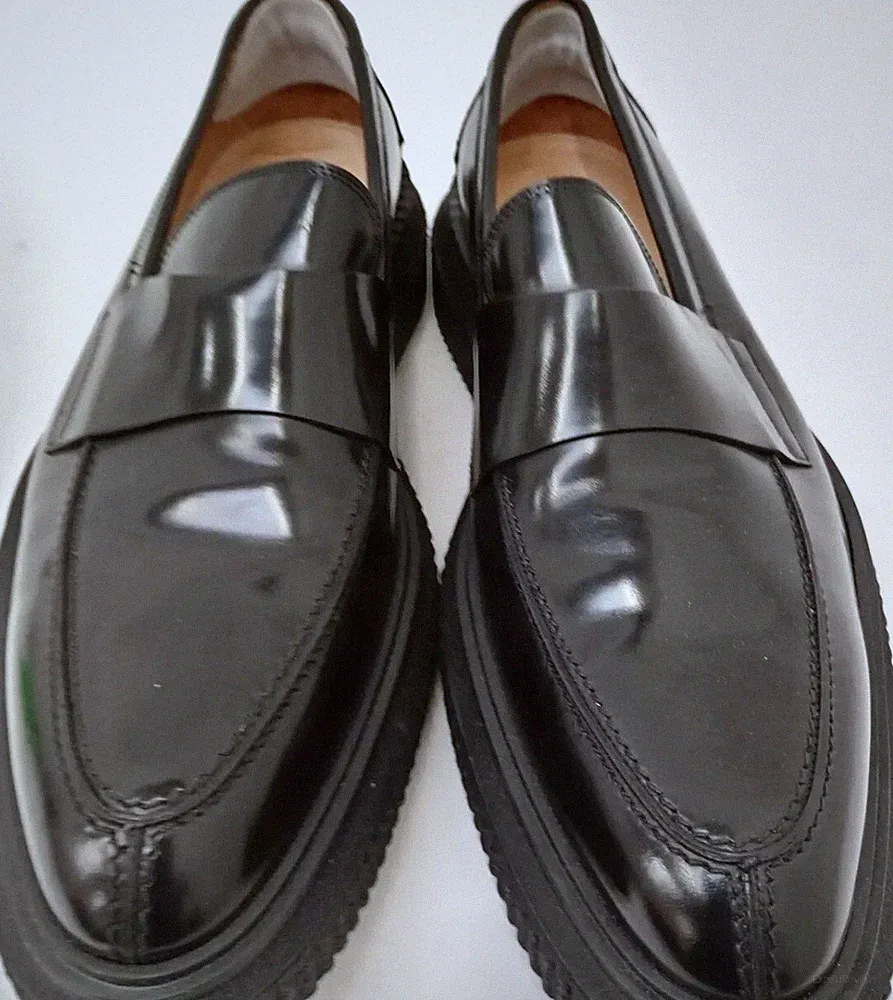 Herren Alfred Dunhill Schwarz Leder Slipper Halbschuhe Größe UK 10 EU 44 einmal getragen