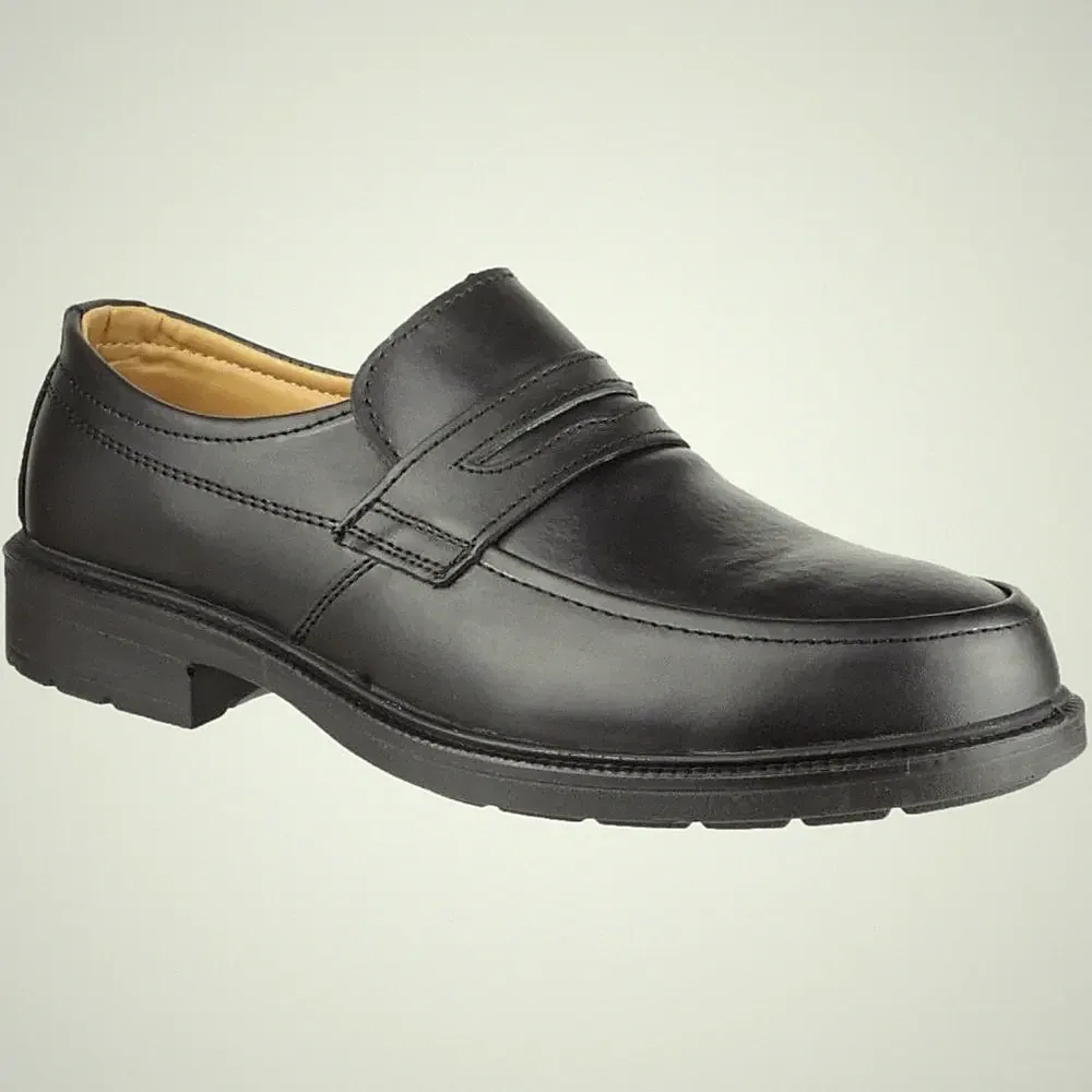 Herren Amblers Slipper Sicherheitsschuhe Stahlkappe Halbschuhe Beschichtetes Leder Obermaterial