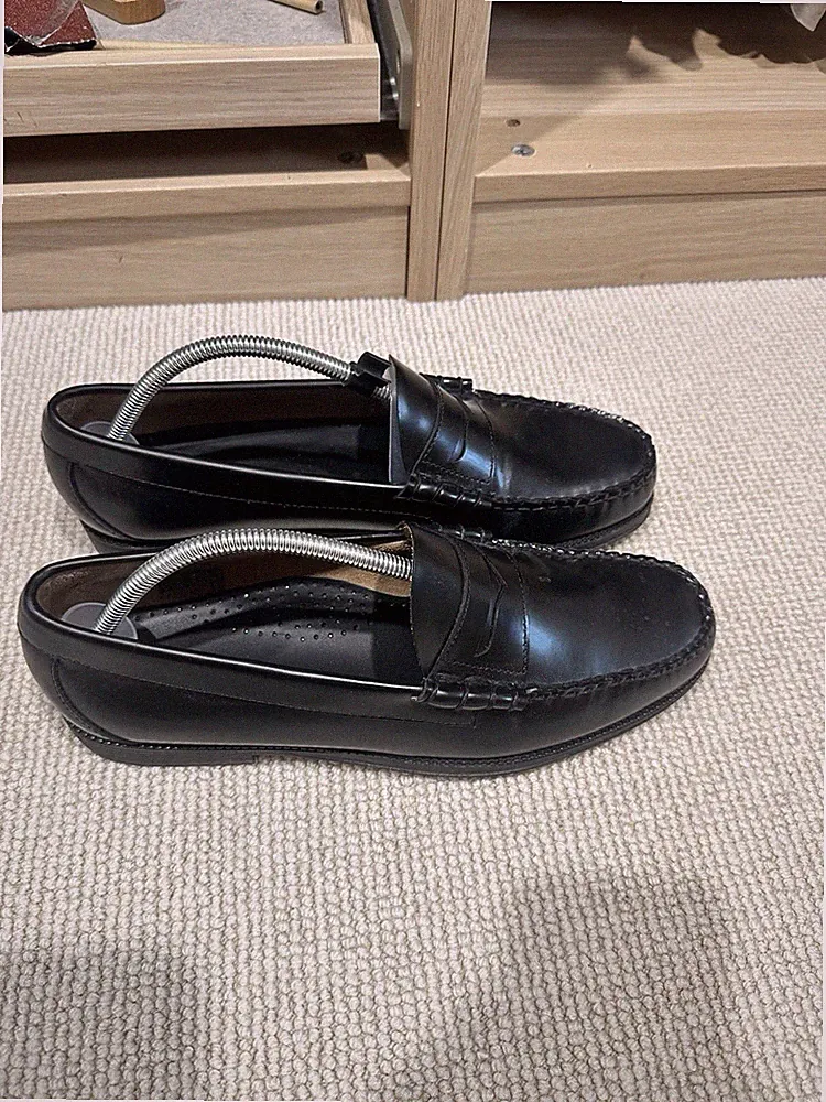 Herren Bass Weejuns Slipper Loafer Leder Schwarz EU 43 US 10 Weite D