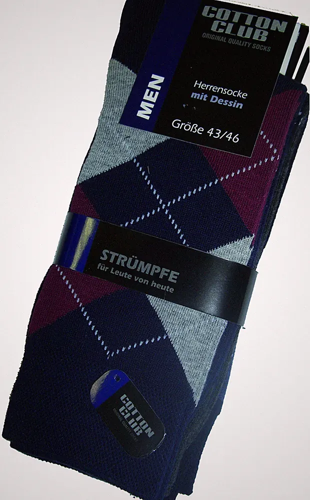 Herren-Baumwoll-Socken, Karodessin, im 3er Pack , Übergröße