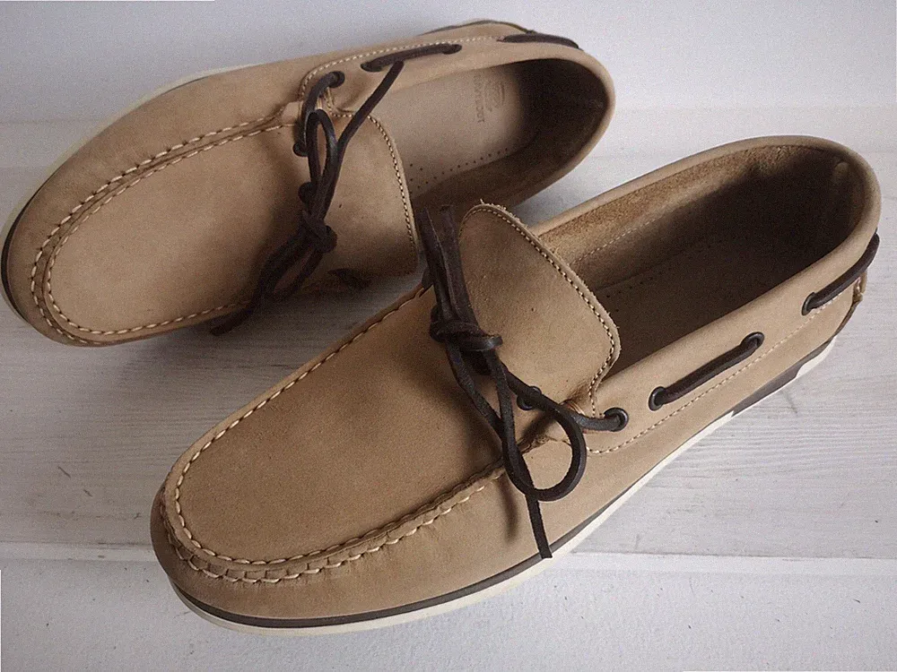 Herren Boot Schuhe Mokkasins Bootsschuhe Loafers NAVYBOOT Gr 44 beige Leder