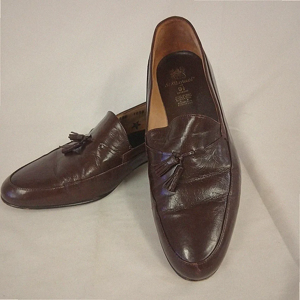 Herren Braun Leder Größe St Michael M S Vintage Dunkel Quaste Halbschuhe UK 9 5