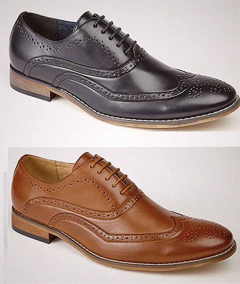 Herren Brogue Schwarz Braun Leder Gefüttert Smart Büro Schnürschuhe Leger Smart Schuhe