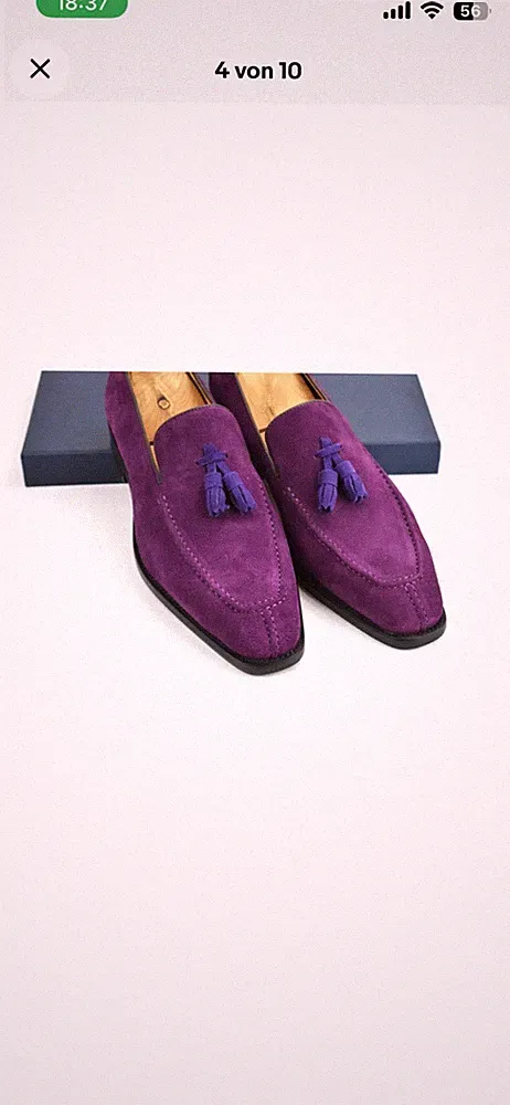 Herren Businessschuhe Halbschuhe Handmade Loafer Purple Quasten 42 43 44 45 46