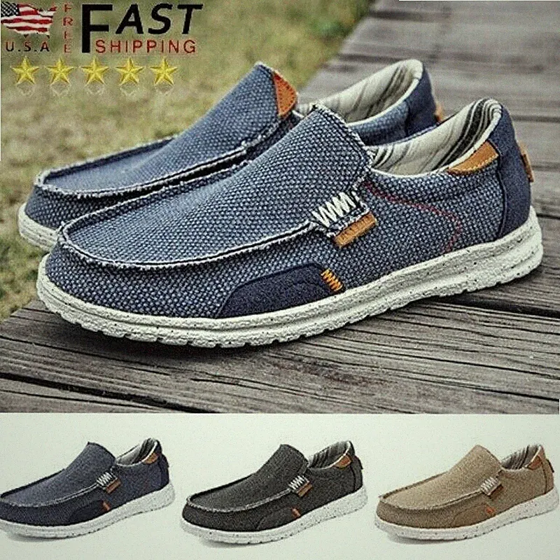 Herren Canvas Halbschuhe Fahren Boot Plimsole Deck Schuhe Slipper Pumps Mokassin Größe