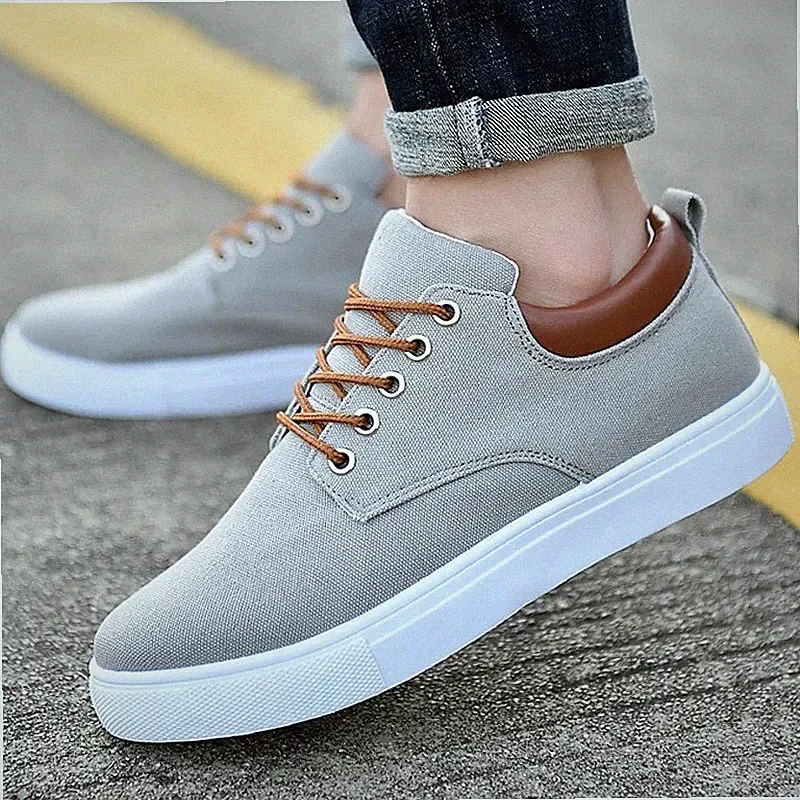 Herren Canvas Sneaker, flache Schnürschuhe, Freizeit Halbschuhe.