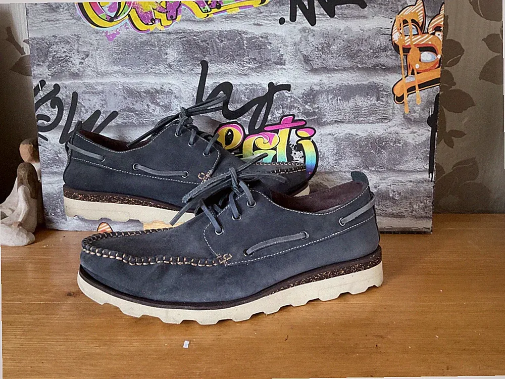 HERREN CLARKS BOOT/DECK SCHUHE BLAU MARINE WILDLEDER GR 7 SOMMER HALBSCHUHE 🏝🔥🔥🏝