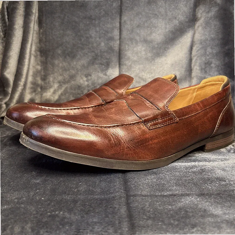Herren Clarks Halbschuhe Größe 12 G Bradish Slipper einfach - braun - formell - eleganter Schuh