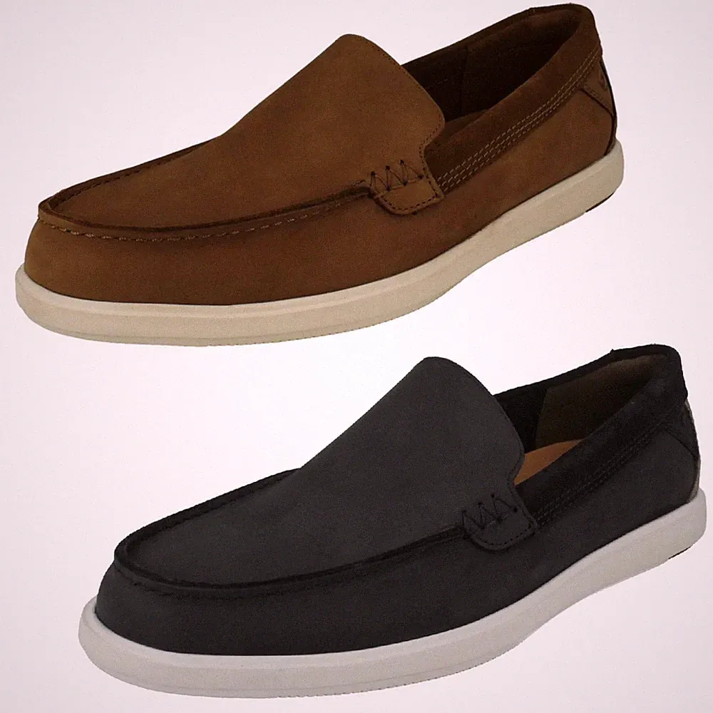 Herren Clarks Nubuk/Leder Boot Deck Schuhe Mokassin Halbschuh Flats Bratton Loafer