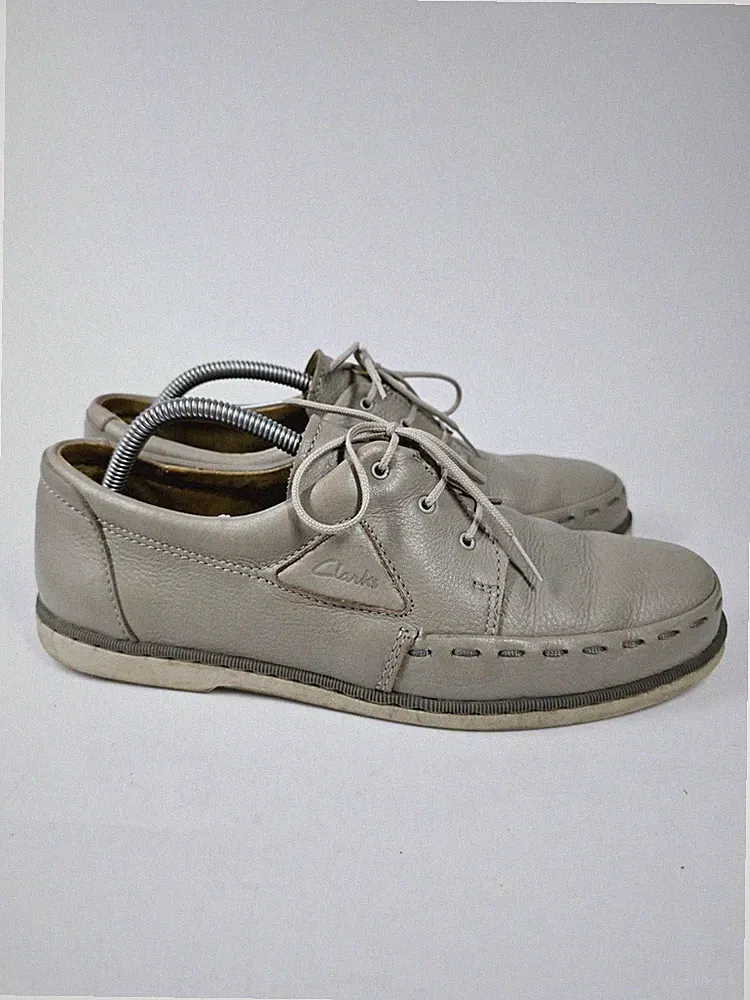 Herren Clarks Schuhe C&J Ltd England Steinfarben Oxford Leder Schuhe UK 9 G