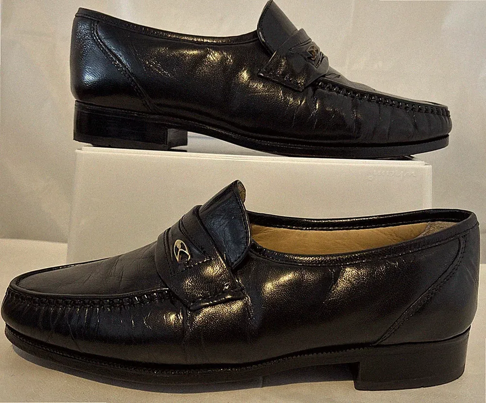 Herren Clarks schwarz Leder Halbschuhe Schuhe Größe 7,5 UK Vintage