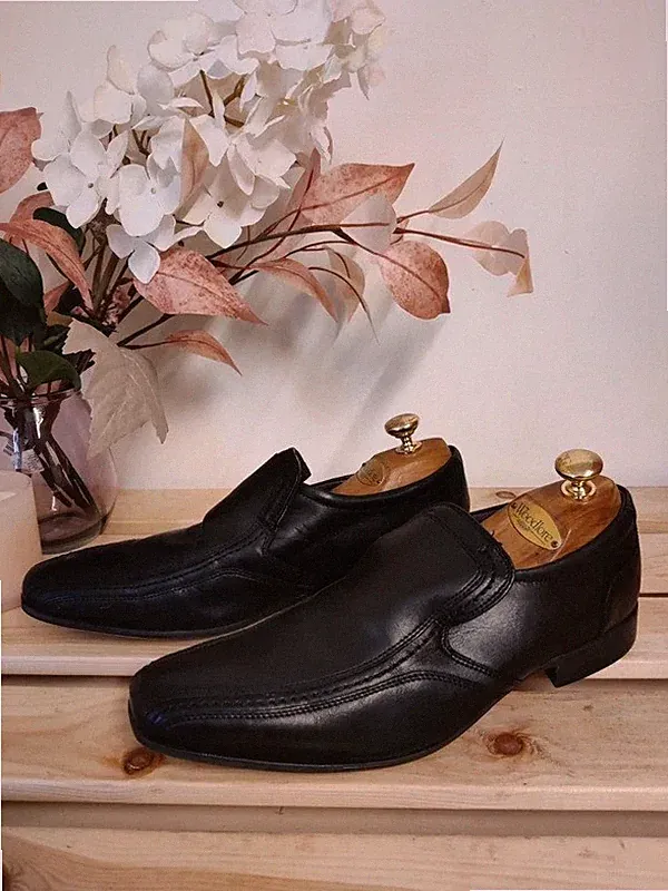 Herren Clarks Schwarz Leder Slipper Smart Formell Halbschuhe Schuhe UK 6 G EU 39,5