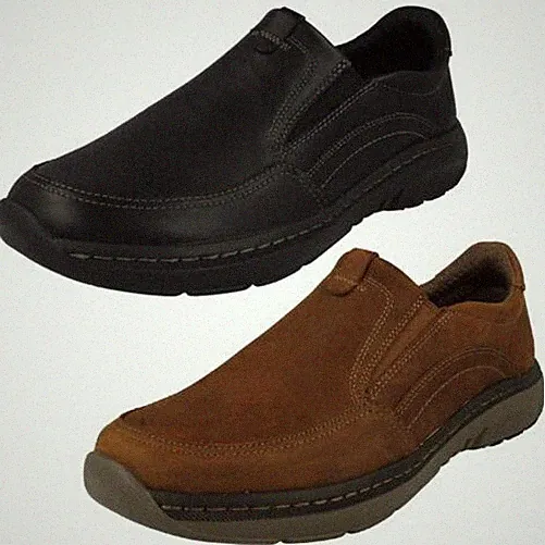 Herren Clarks Slip-On Schuhe Clarks Pro Step Loafer Leder Schwarz