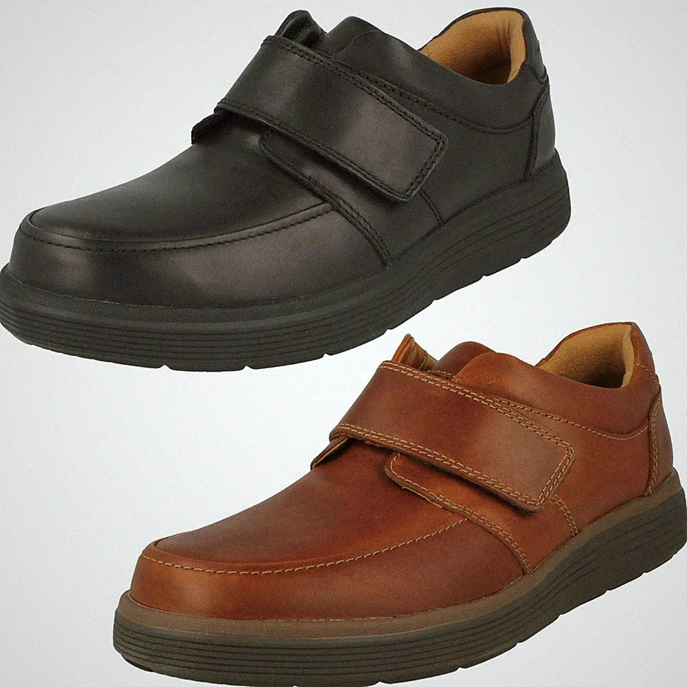 Herren Clarks Un Abode Lederschuhe mit Klettverschluss – Loafer