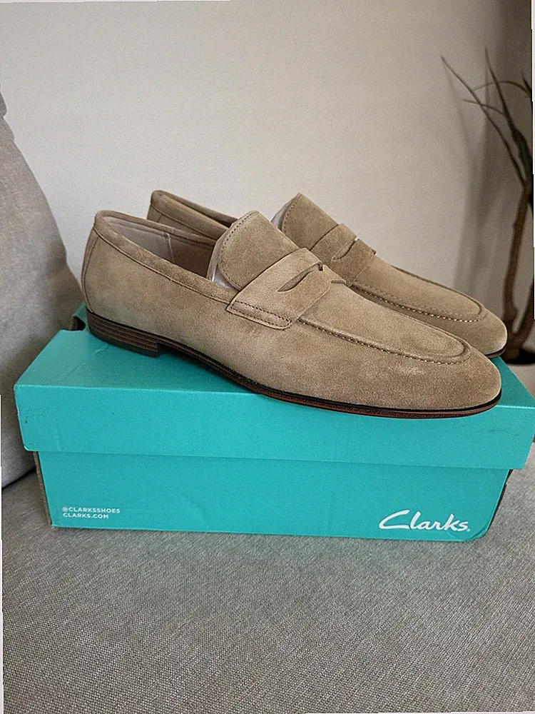 Herren Clarks Winsford Leicht Sand Wildleder Halbschuhe Slipper Uk 10 Passform G Eur 44,5