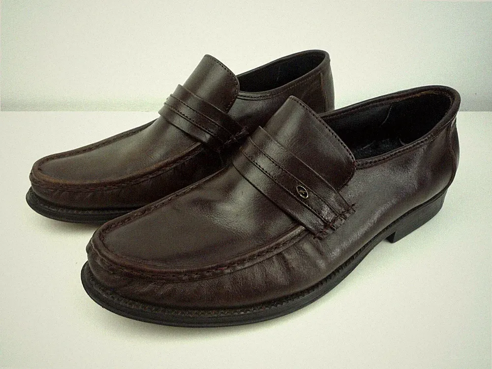 HERREN CLIFFORD JAMES UK GRÖSSE 9 ECHTLEDER BRAUN SLIPPER PENNY HALBSCHUHE
