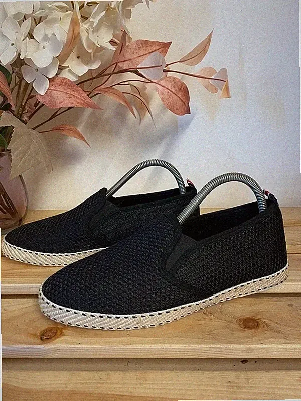 Herren Dune London Flin Schwarz Textil Slipper Halbschuh Espadrilles Schuhe UK 6 EU 40
