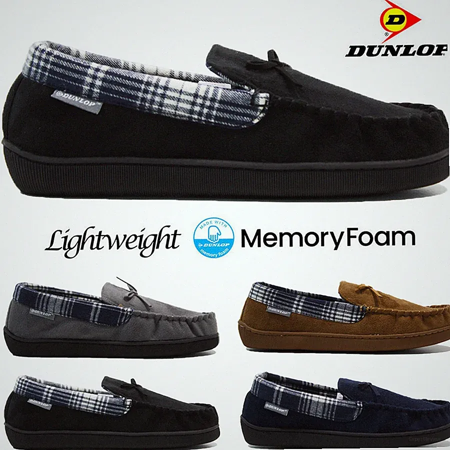 HERREN DUNLOP MEMORY FOAM MOKASSINS HAUSSCHUHE HALBSCHUHE WILDLEDER KUSCHELIG WINTERSCHUHE GRÖßE