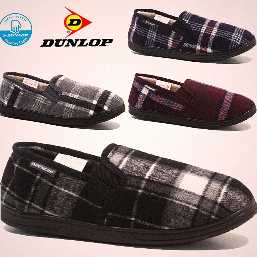 HERREN DUNLOP MEMORY FOAM PLIPPER HALBSCHUHE PELZ GEFÜTTERT DOPPELZWICKEL WINTERSCHUHE GRÖSSE