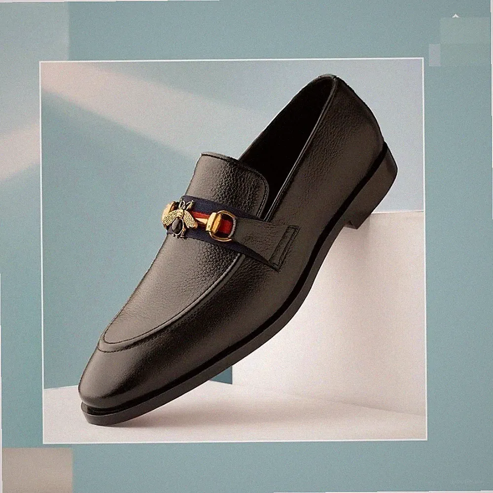 Herren Echtleder Schwarz Slipper Halbschuhe Handgefertigt Formell Elegant Schuhe