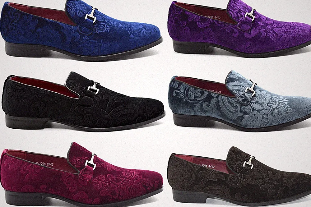 Herren Elegant Samt Slipper Halbschuhe Geprägt Hochzeit Party Schnalle Anzug Schuhe Größe