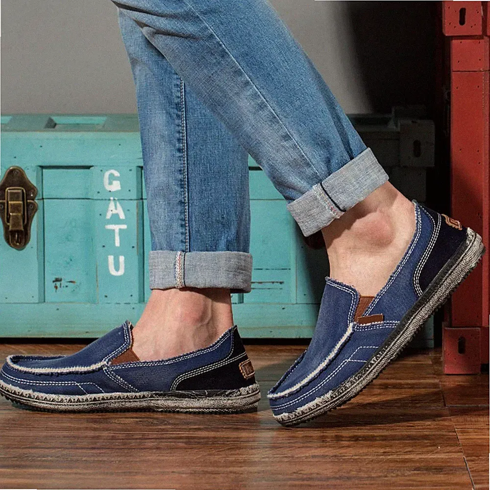 Herren Espadrilles Freizeitschuhe Segeltuch Faulenzer Schlupfen Flache Freize...