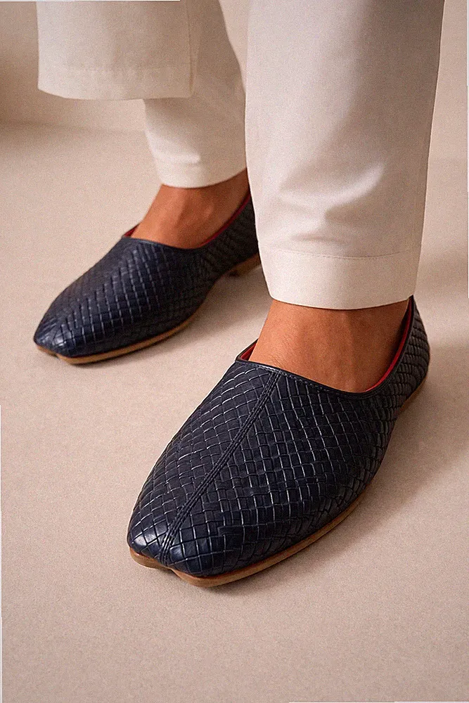 Herren Freizeitschuhe Handgefertigt Indisch Mojaries Schwarz Halbschuhe Leder...