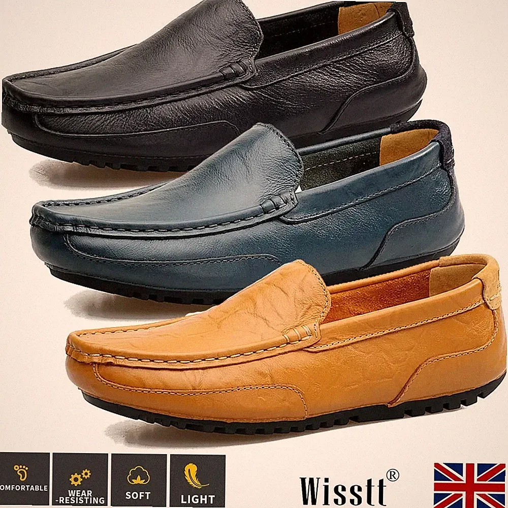 HERREN FREIZEITSCHUHE MEMORY FOAM SLIPPER WALKING LEDER HALBSCHUHE FAHREN BOOT UK