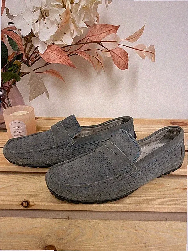 Herren Geox Blau Wildleder Perforiert Slipper Penny Loafer Schuhe UK 6,5 EU 40