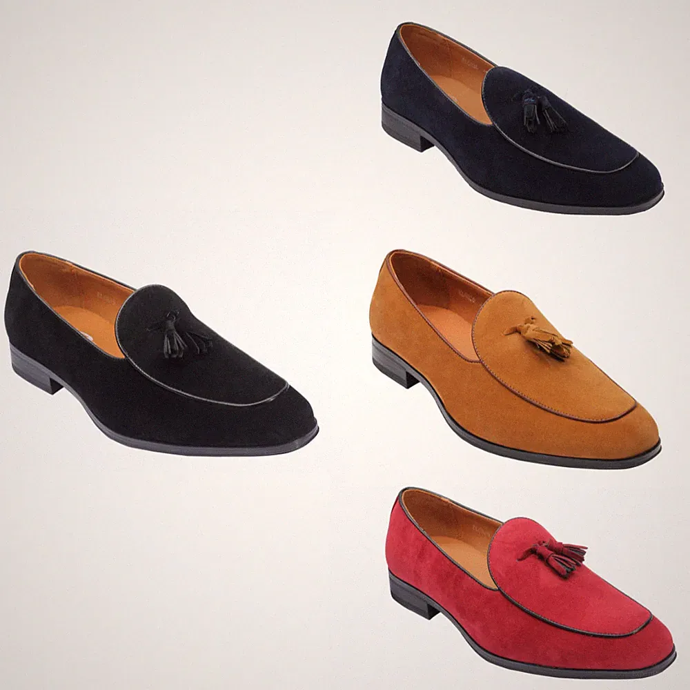 Herren Glatt Kunstleder Wildleder Eichel Halbschuhe Smart Casual Schlupfkleid